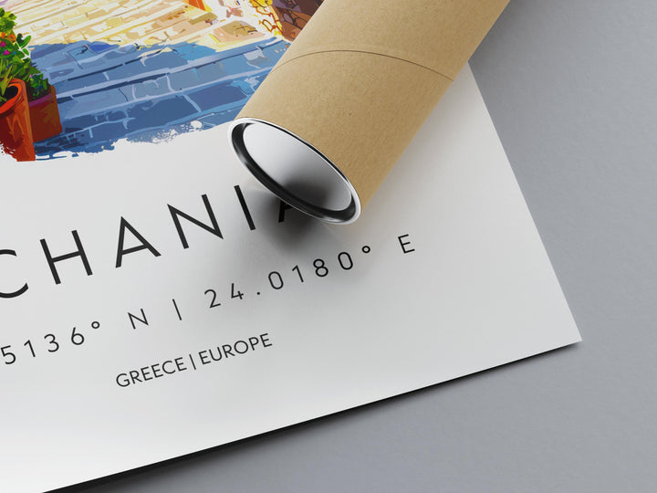 Chania Watercolor Poster Chania Greece Travel Print Wall Art Chania Home Decor Chania Gift Art Lovers Greece Art Chania Crete View