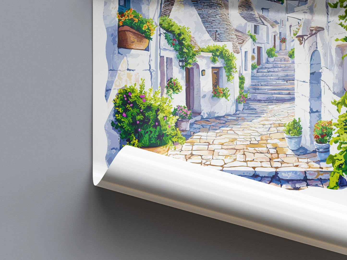 Alberobello Watercolor Poster Alberobello Italy Travel Print Wall Art Alberobello Home Decor Alberobello Gift Art Lovers Puglia Trulli