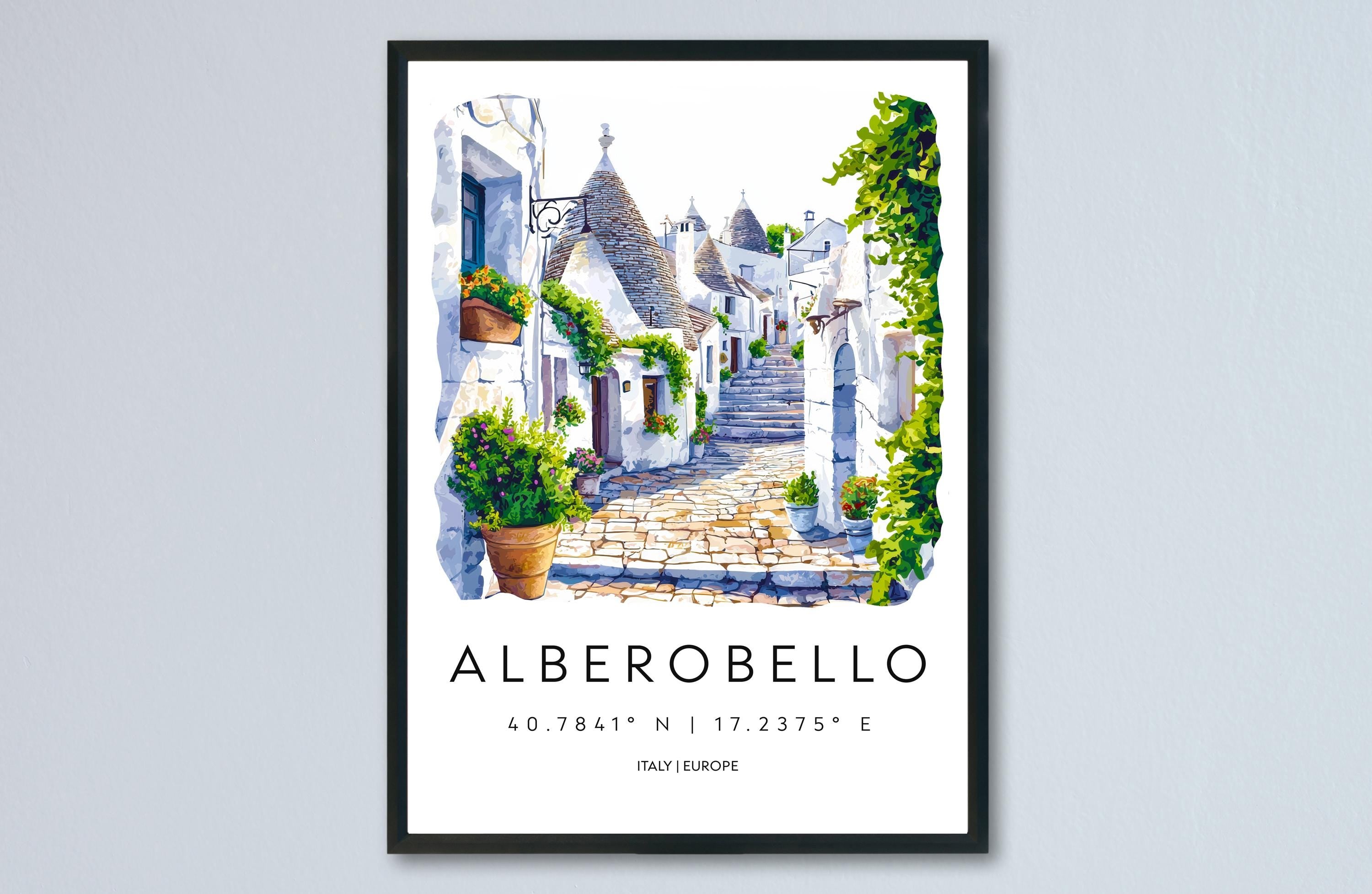 Alberobello Watercolor Poster Alberobello Italy Travel Print Wall Art Alberobello Home Decor Alberobello Gift Art Lovers Puglia Trulli