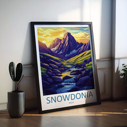 Snowdonia Travel Poster Wales Wall Art Mountain Landscape Print National Park Illustration Scenic Decor Snowdonia Gift Souvenir