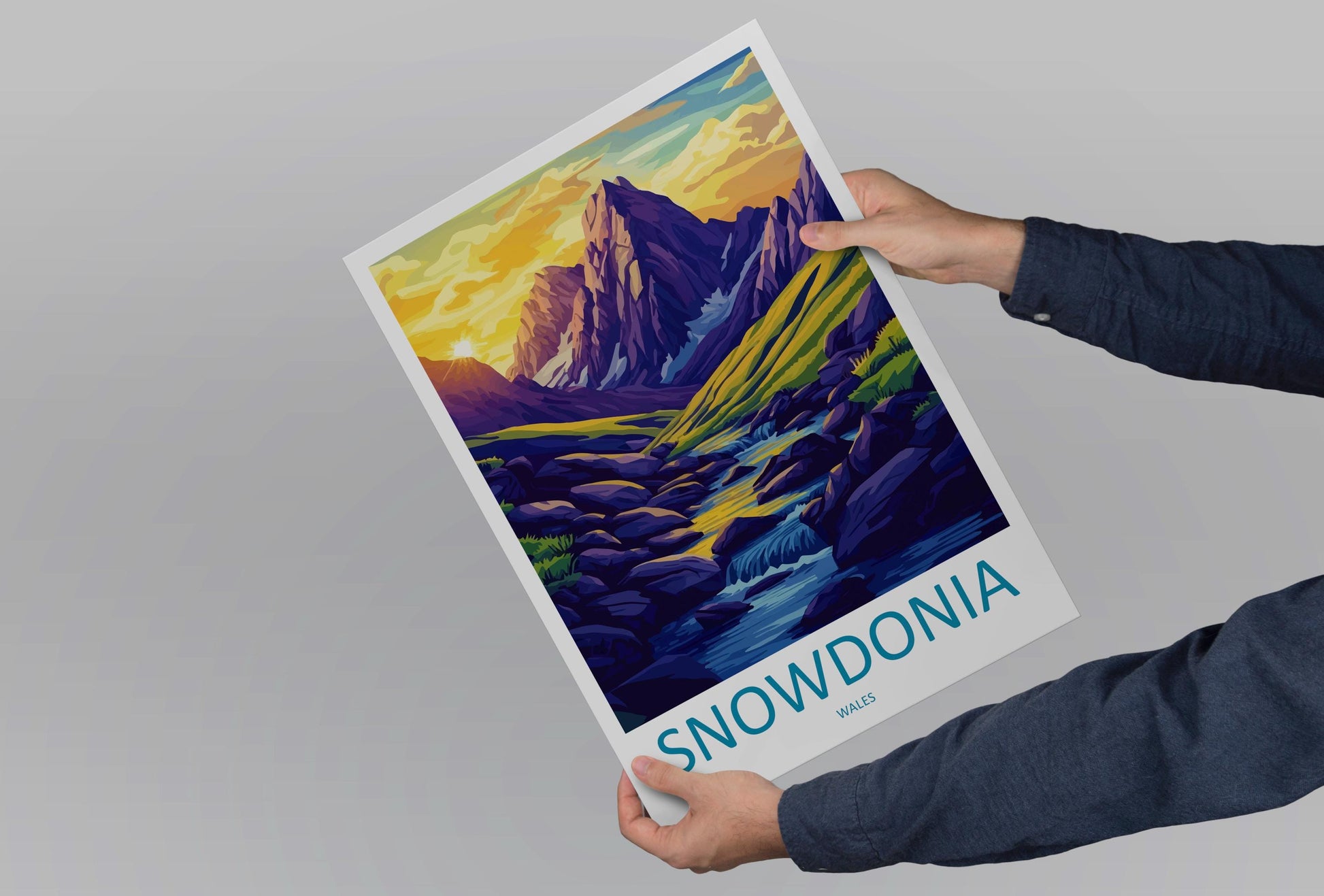 Snowdonia Travel Poster Wales Wall Art Mountain Landscape Print National Park Illustration Scenic Decor Snowdonia Gift Souvenir