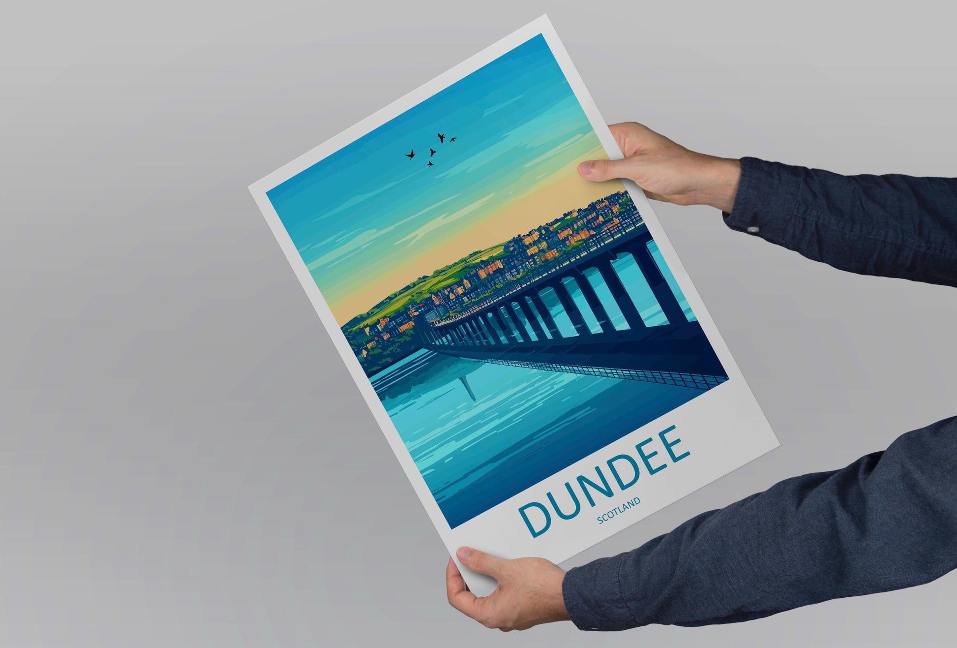 Dundee Travel Poster Scotland Wall Art Cityscape Print Waterfront View Illustration V&A Museum Decor Dundee Gift Souvenir Scene