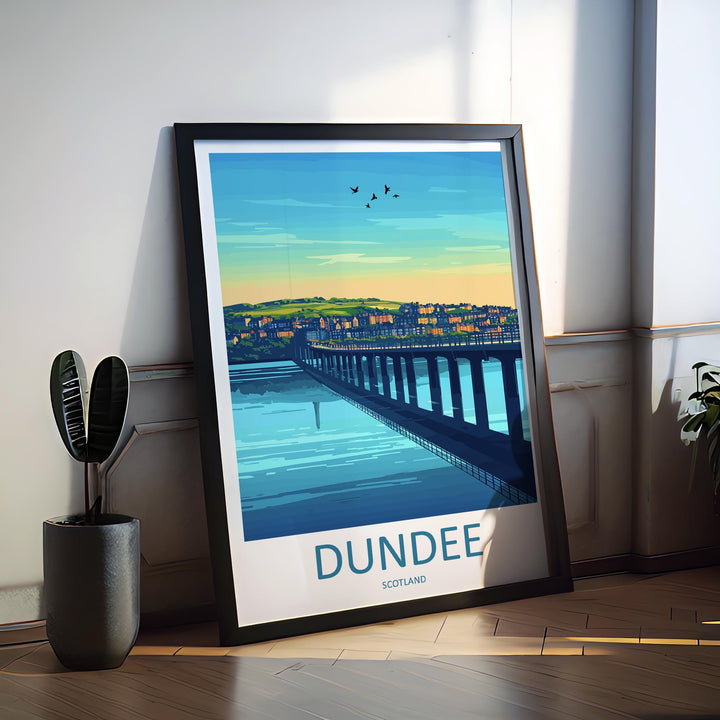Dundee Travel Poster Scotland Wall Art Cityscape Print Waterfront View Illustration V&A Museum Decor Dundee Gift Souvenir Scene