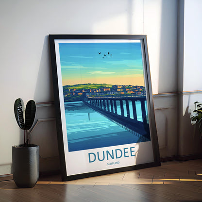 Dundee Travel Poster Scotland Wall Art Cityscape Print Waterfront View Illustration V&A Museum Decor Dundee Gift Souvenir Scene