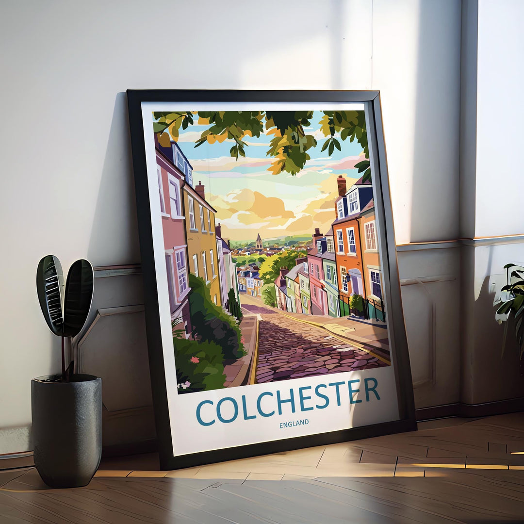 Colchester Travel Poster England Wall Art Historic Town Print Castle View Illustration Roman Heritage Decor Colchester Gift Souvenir