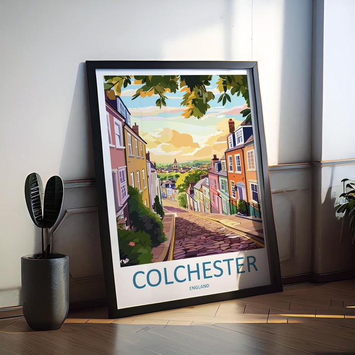 Colchester Travel Poster England Wall Art Historic Town Print Castle View Illustration Roman Heritage Decor Colchester Gift Souvenir