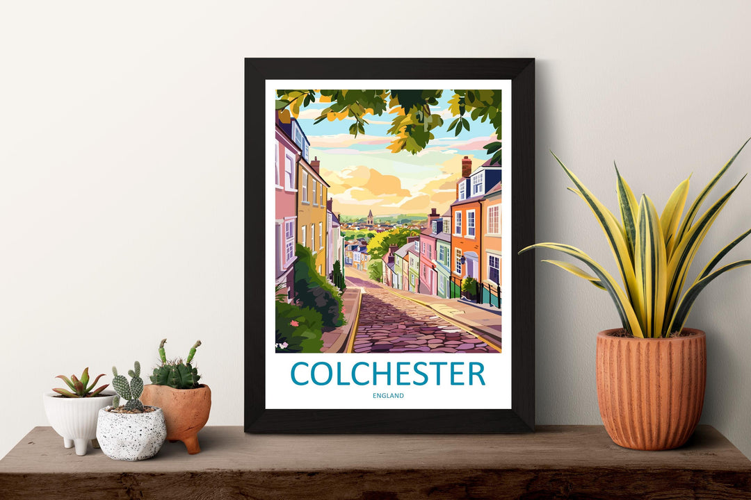 Colchester Travel Poster England Wall Art Historic Town Print Castle View Illustration Roman Heritage Decor Colchester Gift Souvenir