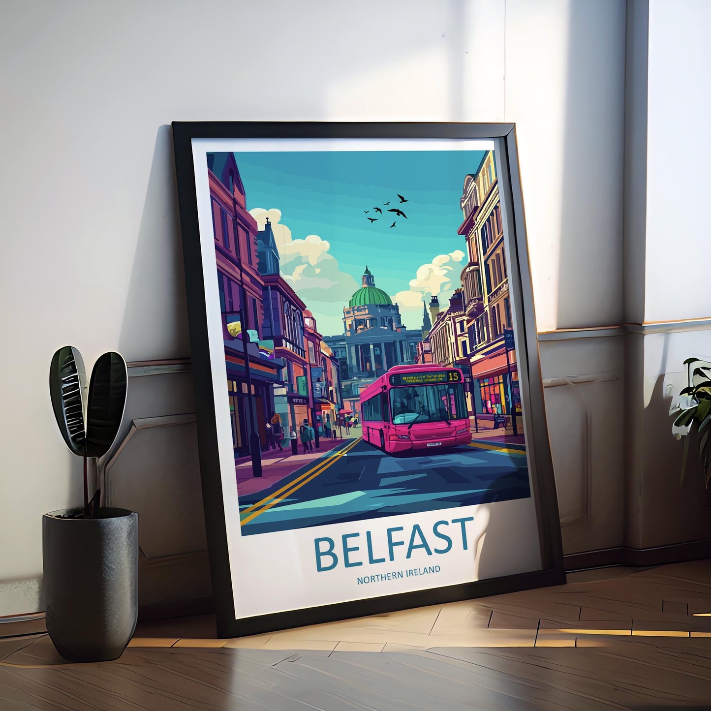 Belfast Travel Poster Northern Ireland Wall Art Cityscape Print Titanic Quarter Illustration Urban Decor Belfast Gift Souvenir Scene
