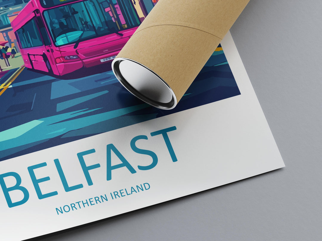 Belfast Travel Poster Northern Ireland Wall Art Cityscape Print Titanic Quarter Illustration Urban Decor Belfast Gift Souvenir Scene