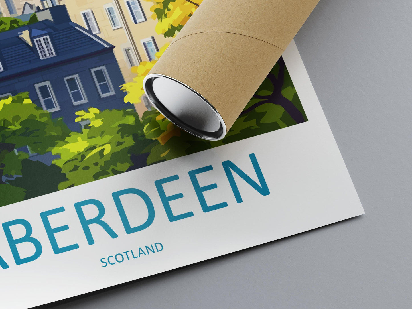 Aberdeen Travel Poster Scotland Wall Art Coastal City Print Granite Skyline Illustration North Sea Decor Aberdeen Gift Souvenir Scene