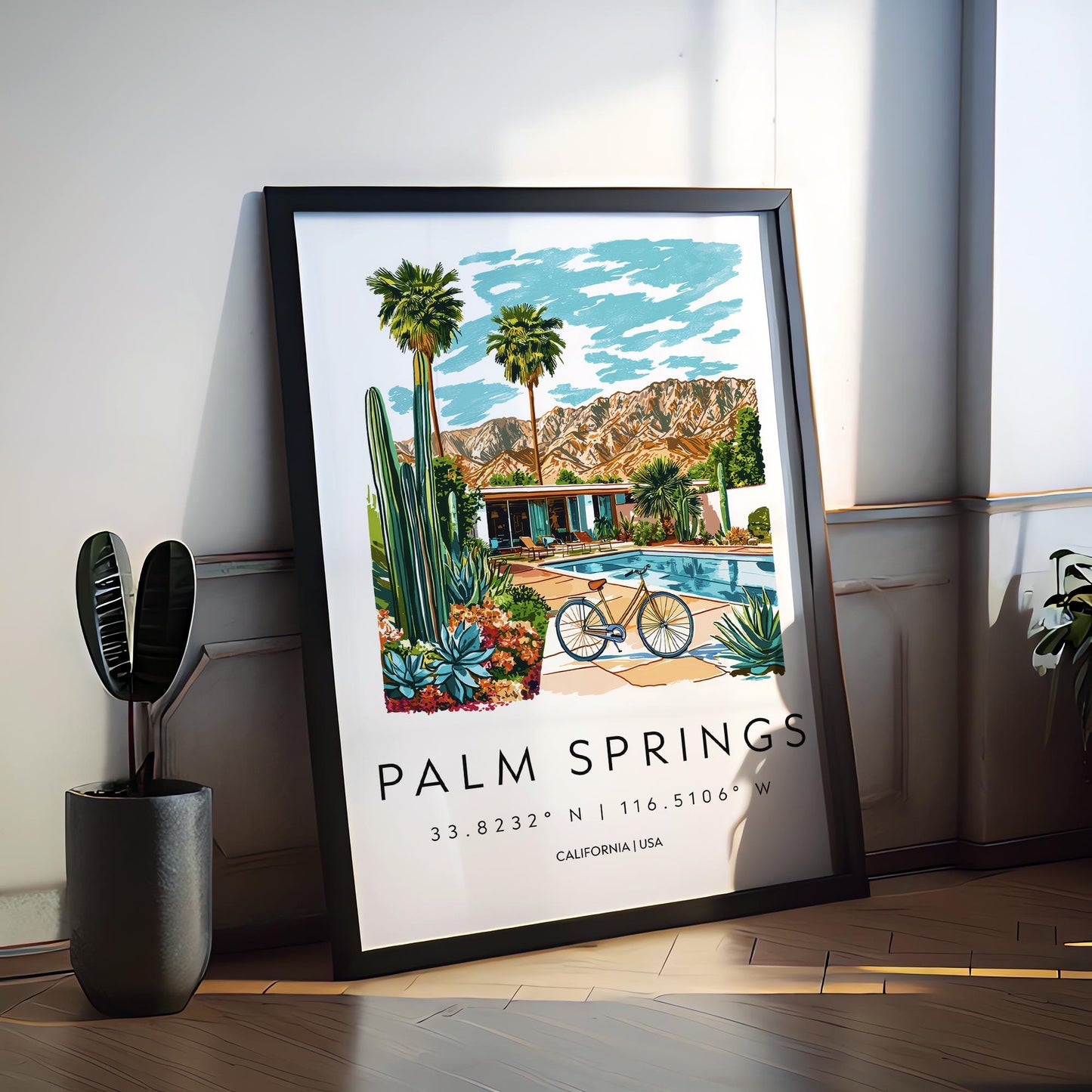 Palm Springs Watercolor Poster Palm Springs Travel Print California Wall Art Desert Painting Palm Springs Decor