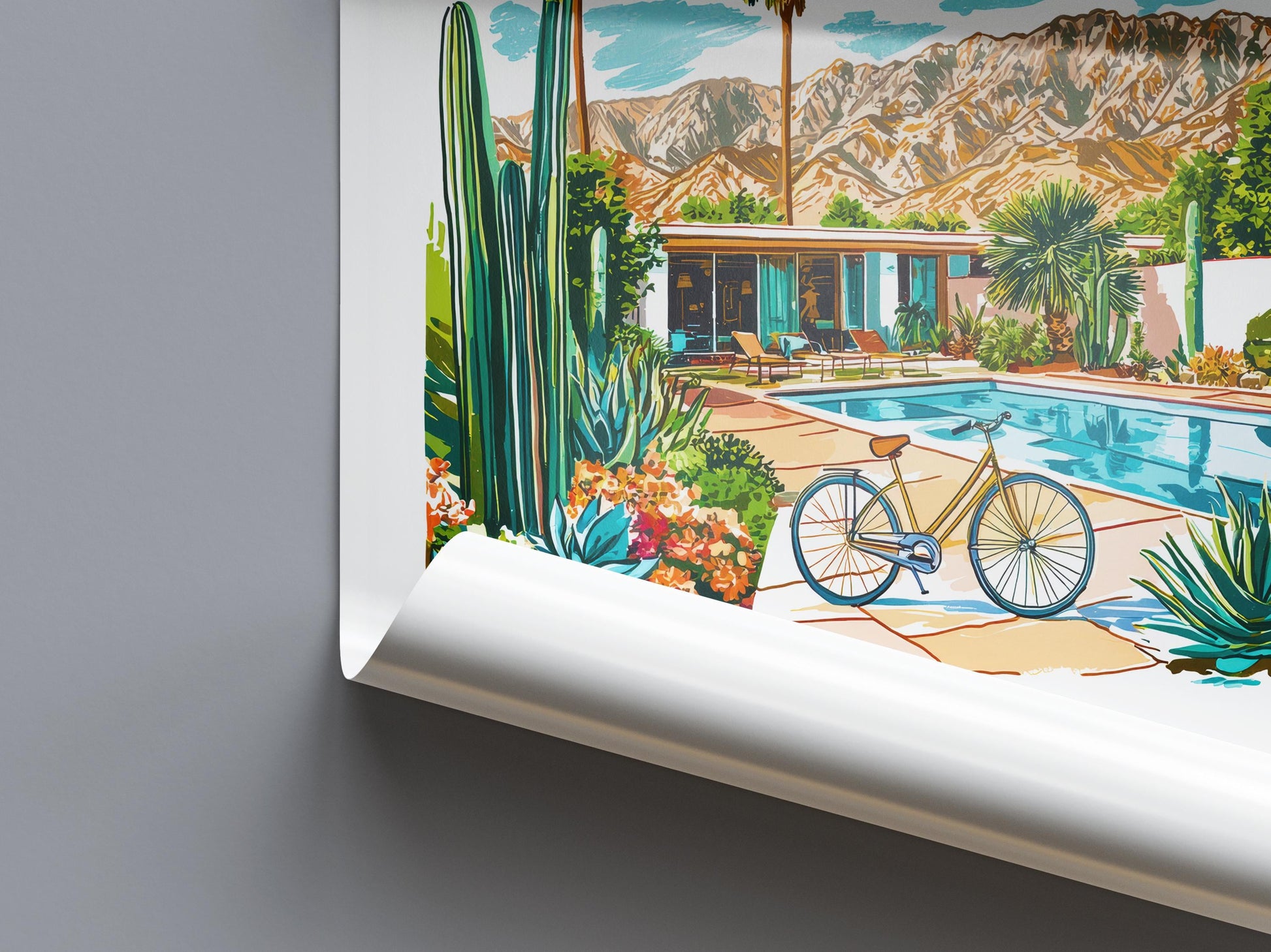 Palm Springs Watercolor Poster Palm Springs Travel Print California Wall Art Desert Painting Palm Springs Decor