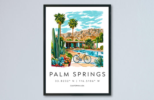 Palm Springs Watercolor Poster Palm Springs Travel Print California Wall Art Desert Painting Palm Springs Decor