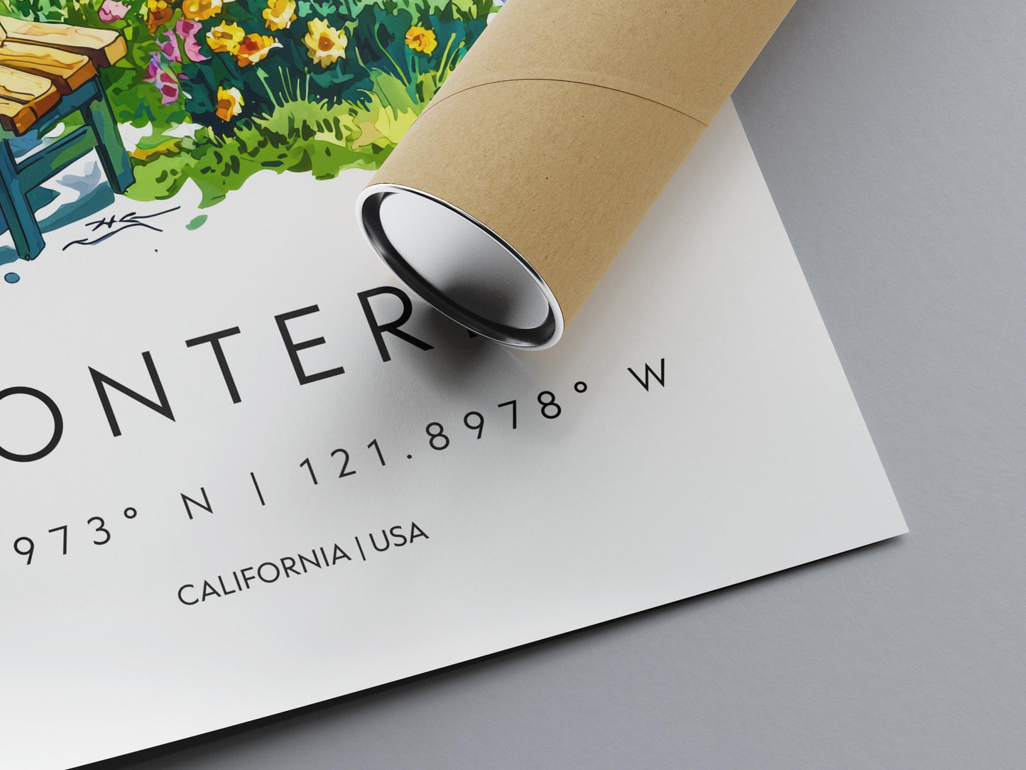 Monterey Watercolor Poster Monterey Travel Print California Coast Art Ocean Painting Monterey Bay Souvenir Decor