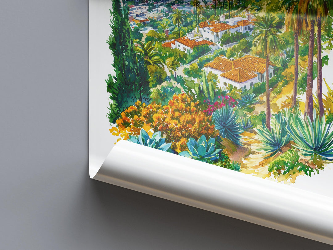 Los Angeles Watercolor Poster Los Angeles Travel Print California Wall Art LA City Painting Los Angeles Decor