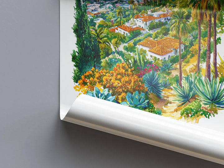 Los Angeles Watercolor Poster Los Angeles Travel Print California Wall Art LA City Painting Los Angeles Decor