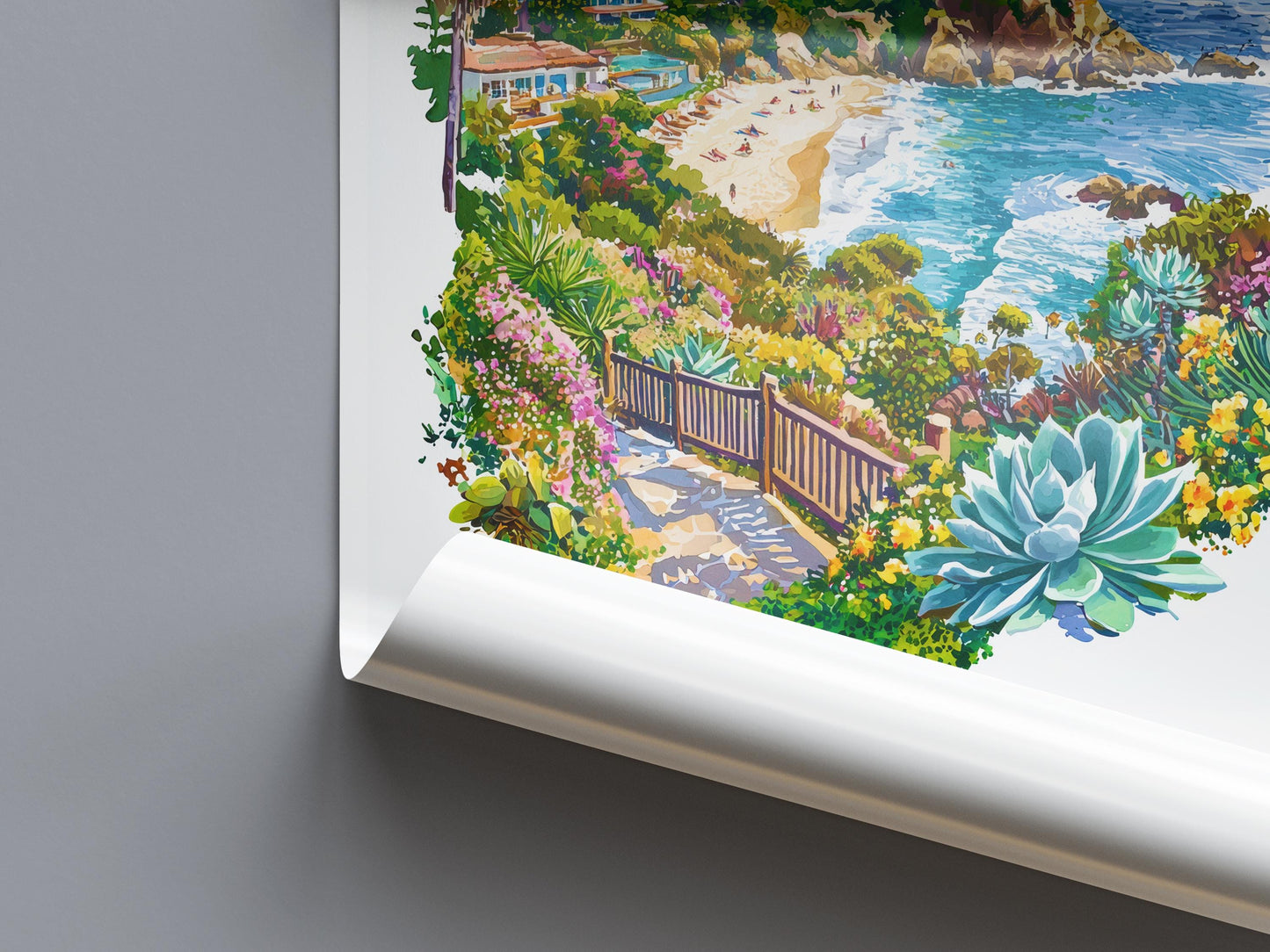 Laguna Beach Watercolor Poster Laguna Beach Travel Print California Wall Art Coastal Painting Laguna Decor