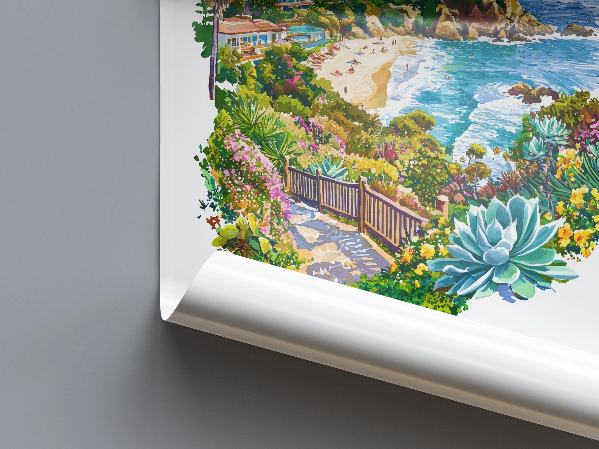 Laguna Beach Watercolor Poster Laguna Beach Travel Print California Wall Art Coastal Painting Laguna Decor