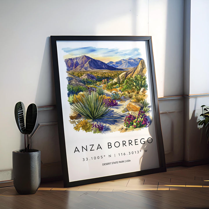 Anza-Borrego Watercolor Poster Anza-Borrego Travel Print Desert Wall Art California Park Painting Borrego Decor