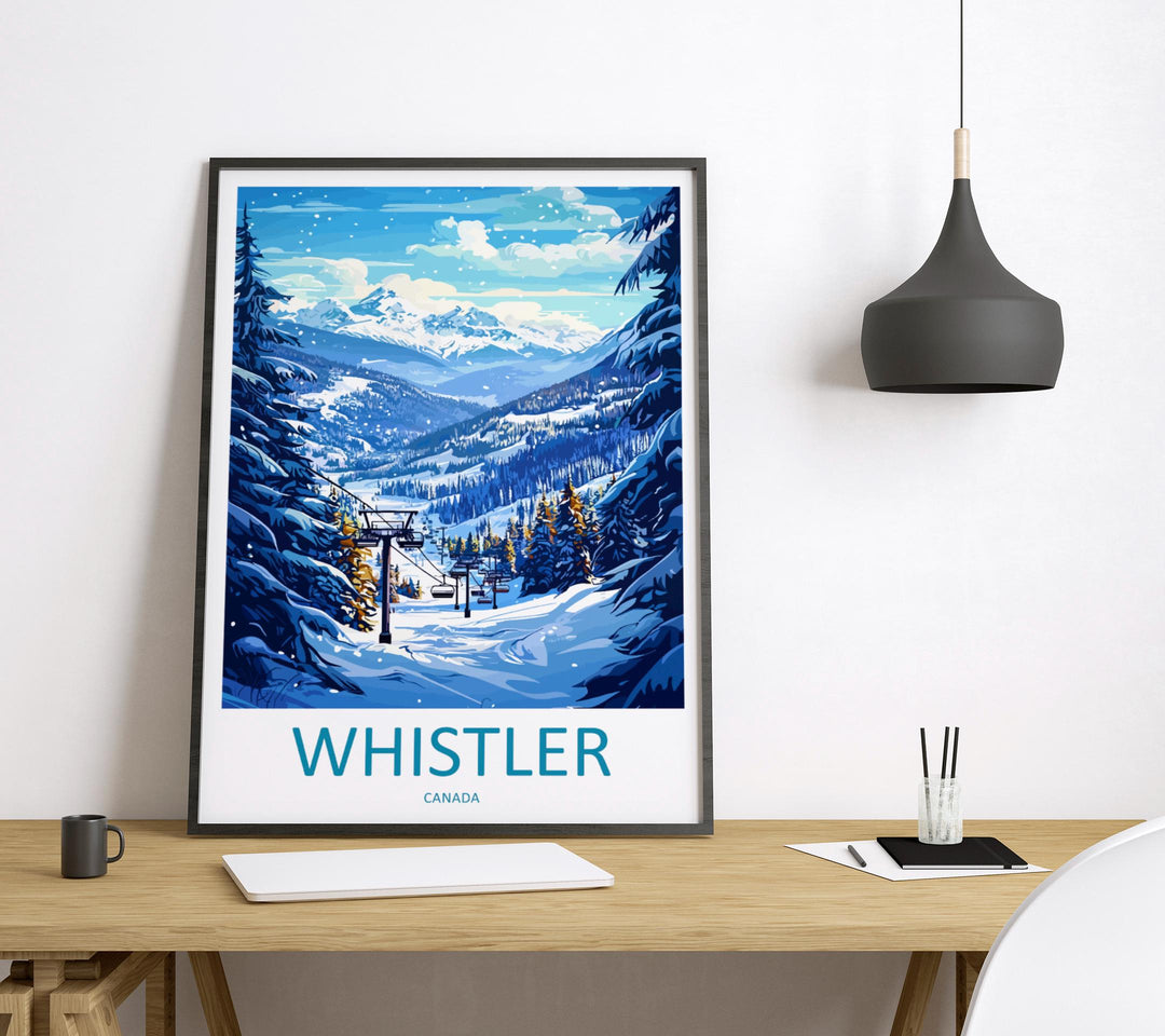 Whistler Travel Poster Canada Wall Art Mountain Resort Print Alpine Landscape Illustration Ski Town Decor Whistler Gift Souvenir