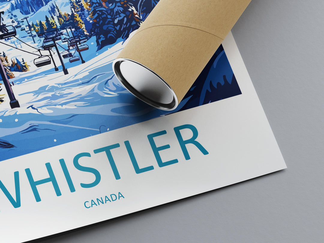 Whistler Travel Poster Canada Wall Art Mountain Resort Print Alpine Landscape Illustration Ski Town Decor Whistler Gift Souvenir