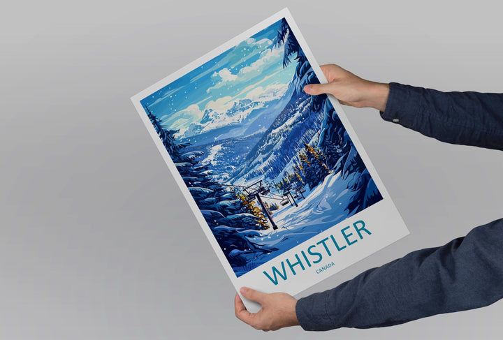 Whistler Travel Poster Canada Wall Art Mountain Resort Print Alpine Landscape Illustration Ski Town Decor Whistler Gift Souvenir