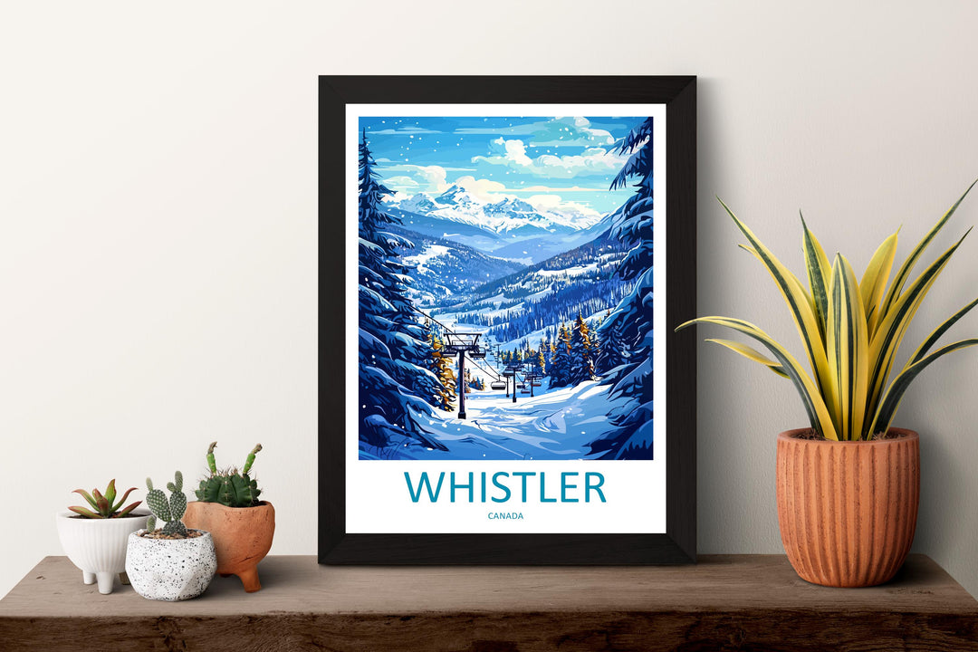 Whistler Travel Poster Canada Wall Art Mountain Resort Print Alpine Landscape Illustration Ski Town Decor Whistler Gift Souvenir