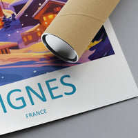 Tignes Travel Poster France Wall Art Ski Resort Print Alpine Mountain Illustration Snowy Landscape Decor Tignes Gift Souvenir Scene