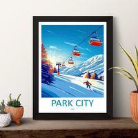 Park City Travel Poster Utah Wall Art Mountain Resort Print Ski Town Illustration Snowy Landscape Decor Park City Gift Souvenir Scene