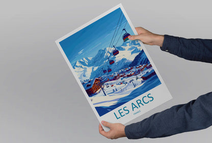 Les Arcs Travel Poster France Wall Art Ski Resort Print Alpine Mountain Illustration Snowy Landscape Decor Les Arcs Gift Souvenir