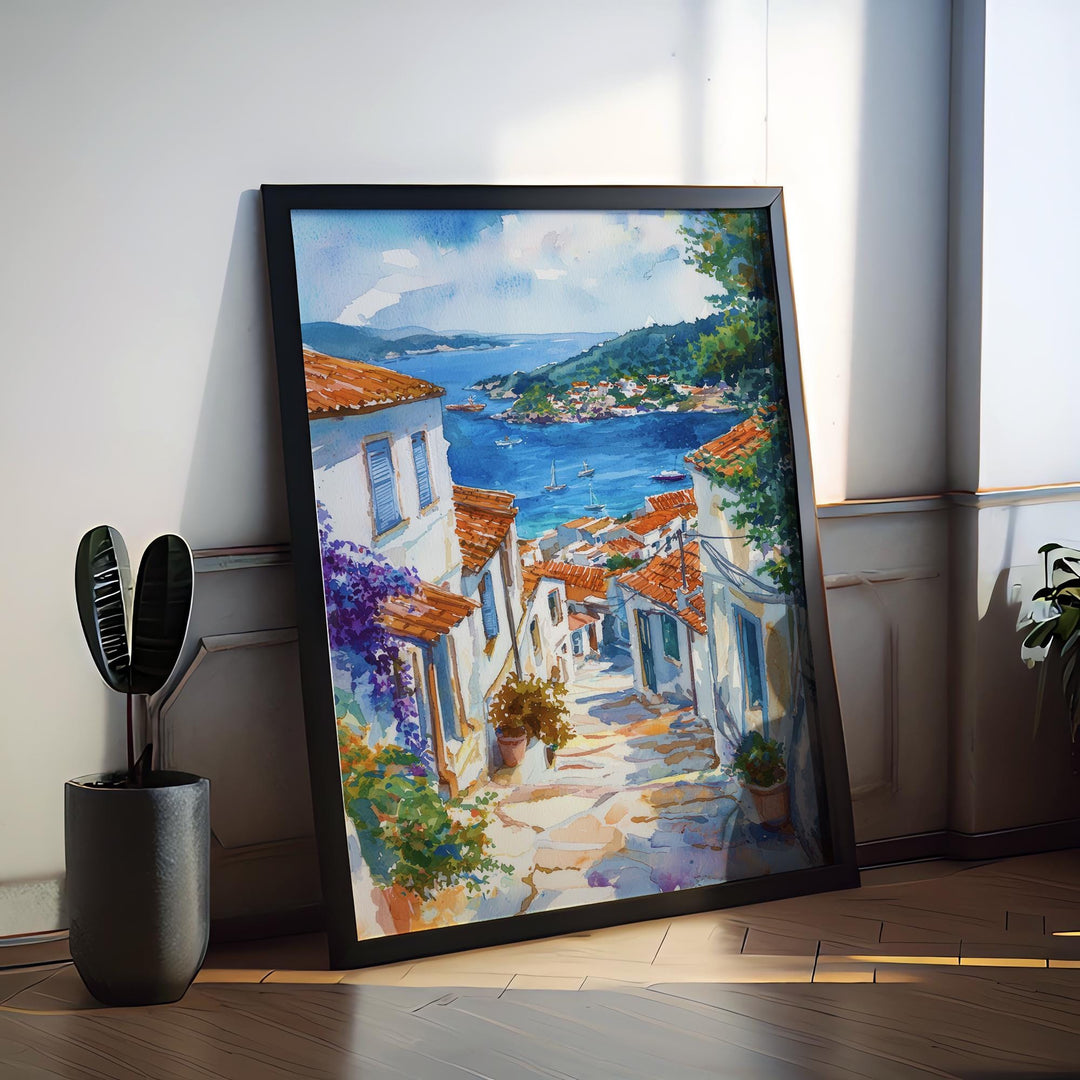 Skiathos Watercolor Poster Skiathos Travel Print Skiathos Greece Art Skiathos Island Decor Skiathos Wall Art