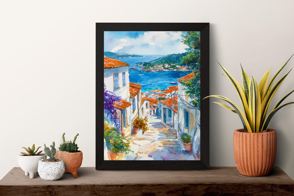 Skiathos Watercolor Poster Skiathos Travel Print Skiathos Greece Art Skiathos Island Decor Skiathos Wall Art