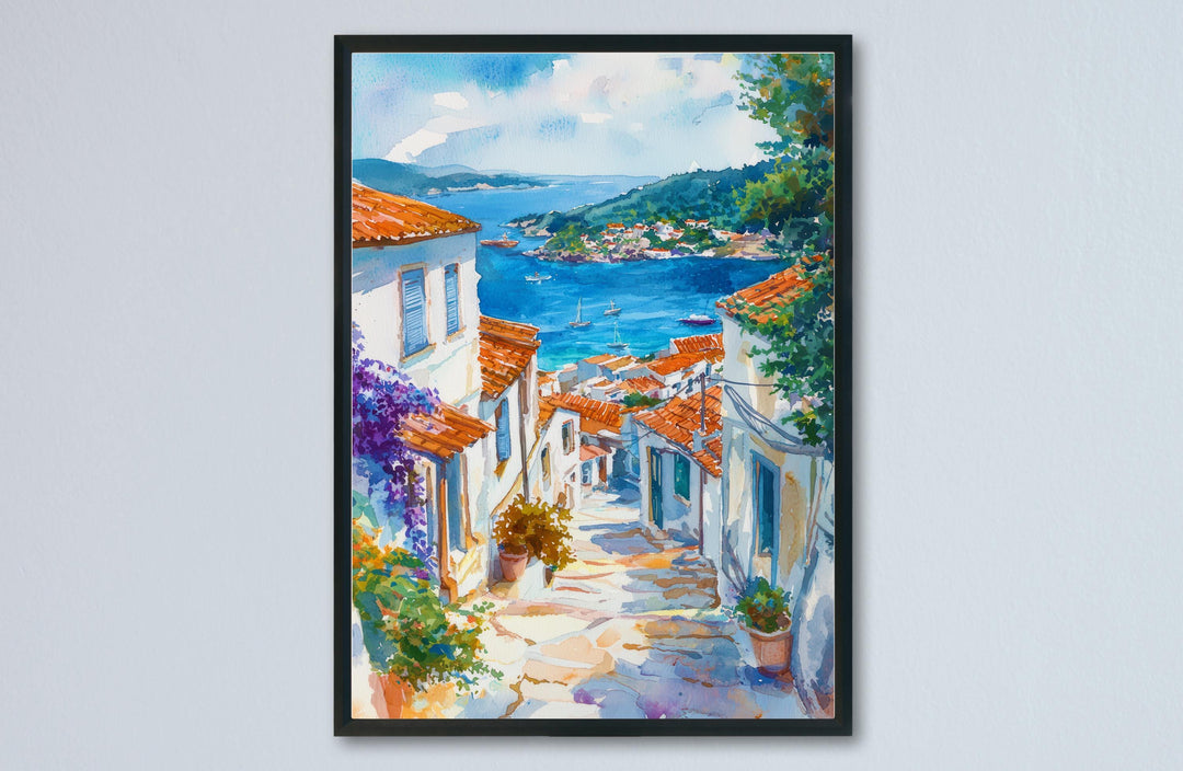 Skiathos Watercolor Poster Skiathos Travel Print Skiathos Greece Art Skiathos Island Decor Skiathos Wall Art