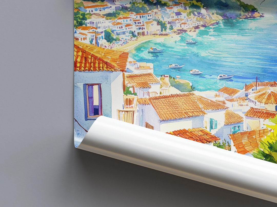 Skiathos Watercolor Poster Skiathos Travel Print Skiathos Greece Art Skiathos Island Decor Skiathos Wall Art