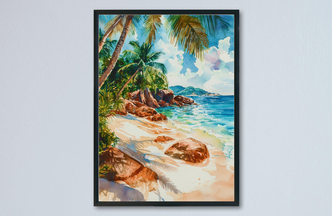 Seychelles Watercolor Poster Seychelles Travel Print Seychelles Island Art Seychelles Beach Decor Seychelles Wall Art