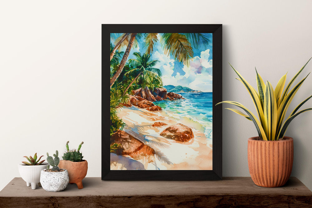 Seychelles Watercolor Poster Seychelles Travel Print Seychelles Island Art Seychelles Beach Decor Seychelles Wall Art