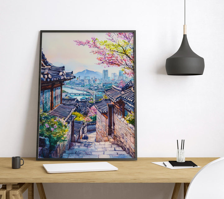 Seoul Watercolor Poster Seoul Travel Print Seoul South Korea Art Seoul City Decor Seoul Wall Art