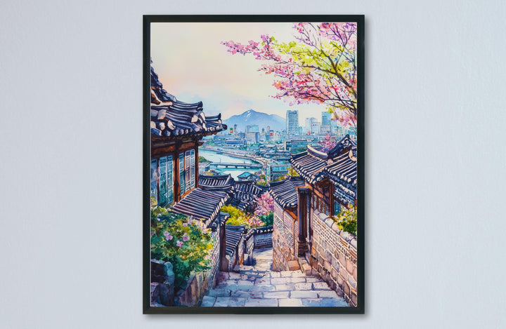 Seoul Watercolor Poster Seoul Travel Print Seoul South Korea Art Seoul City Decor Seoul Wall Art