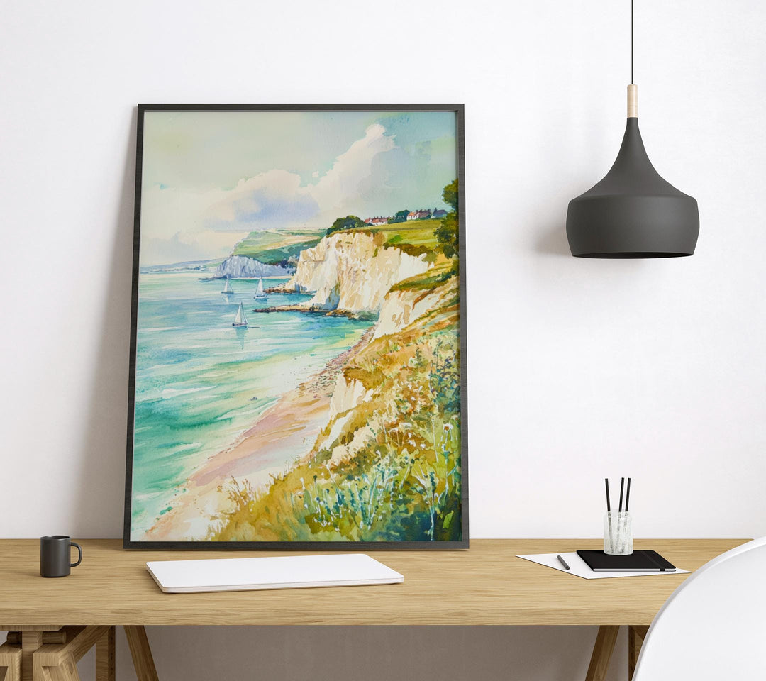 Isle of Wight Watercolor Poster Isle of Wight Travel Print England Coastal Wall Art Isle of Wight Decor The Needles Seaside Landscape Print