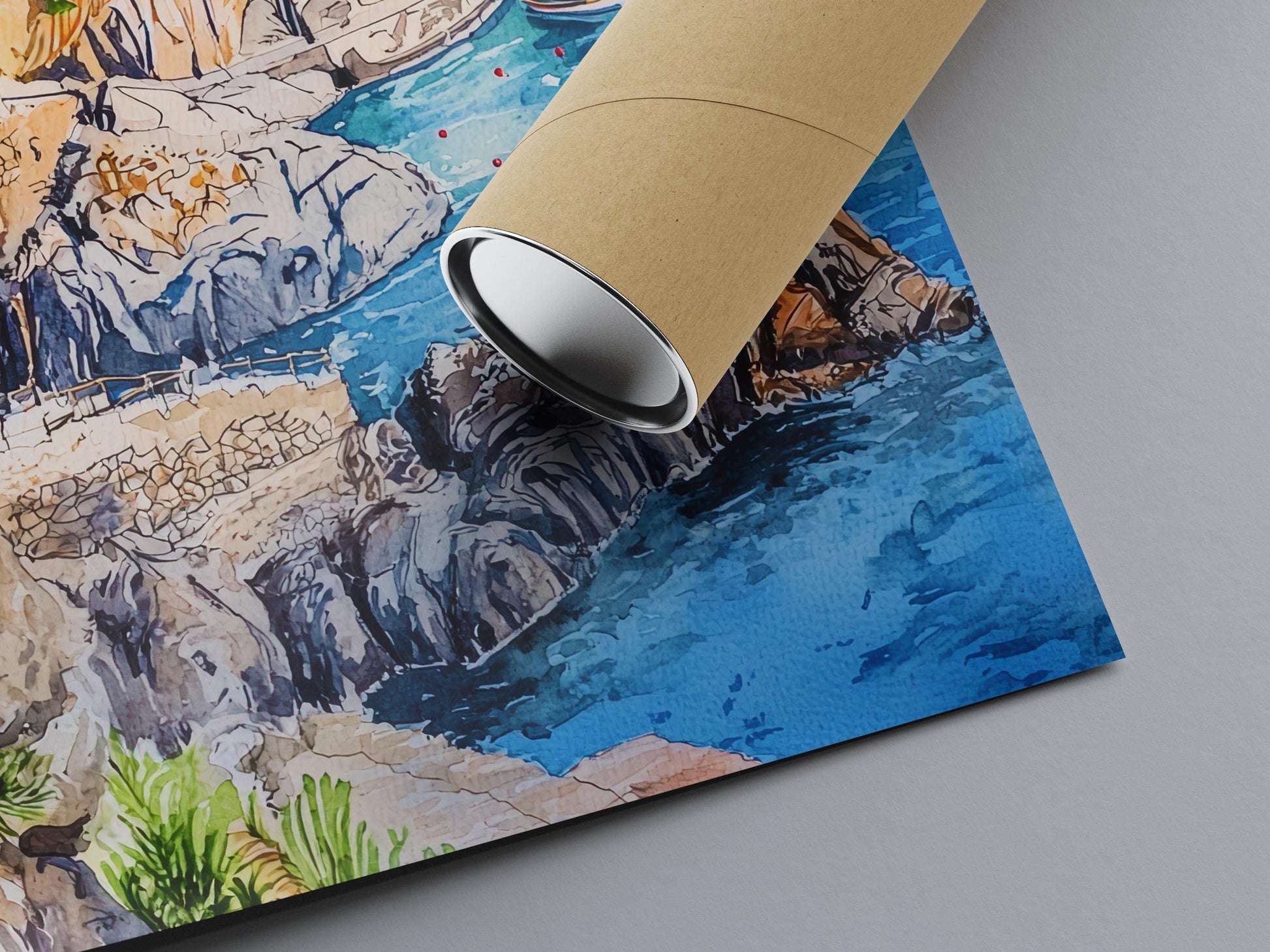 Cinque Terre Watercolor Poster Italy Travel Print Italian Coast Wall Art Cinque Terre Decor Colorful Village Cliffside Seaside Print