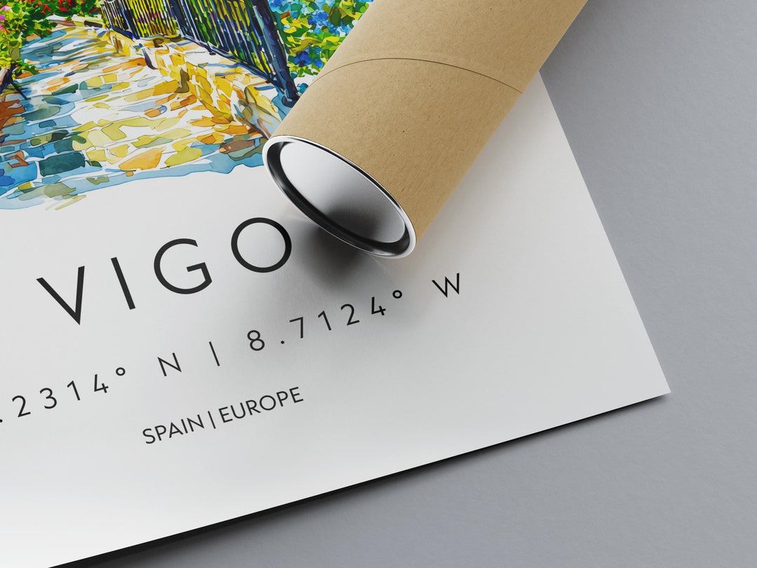 Vigo Watercolor Poster Vigo Spain Travel Print Wall Art Vigo Home Decor Vigo Gift Art Lovers Spain Art Vigo Cityscape