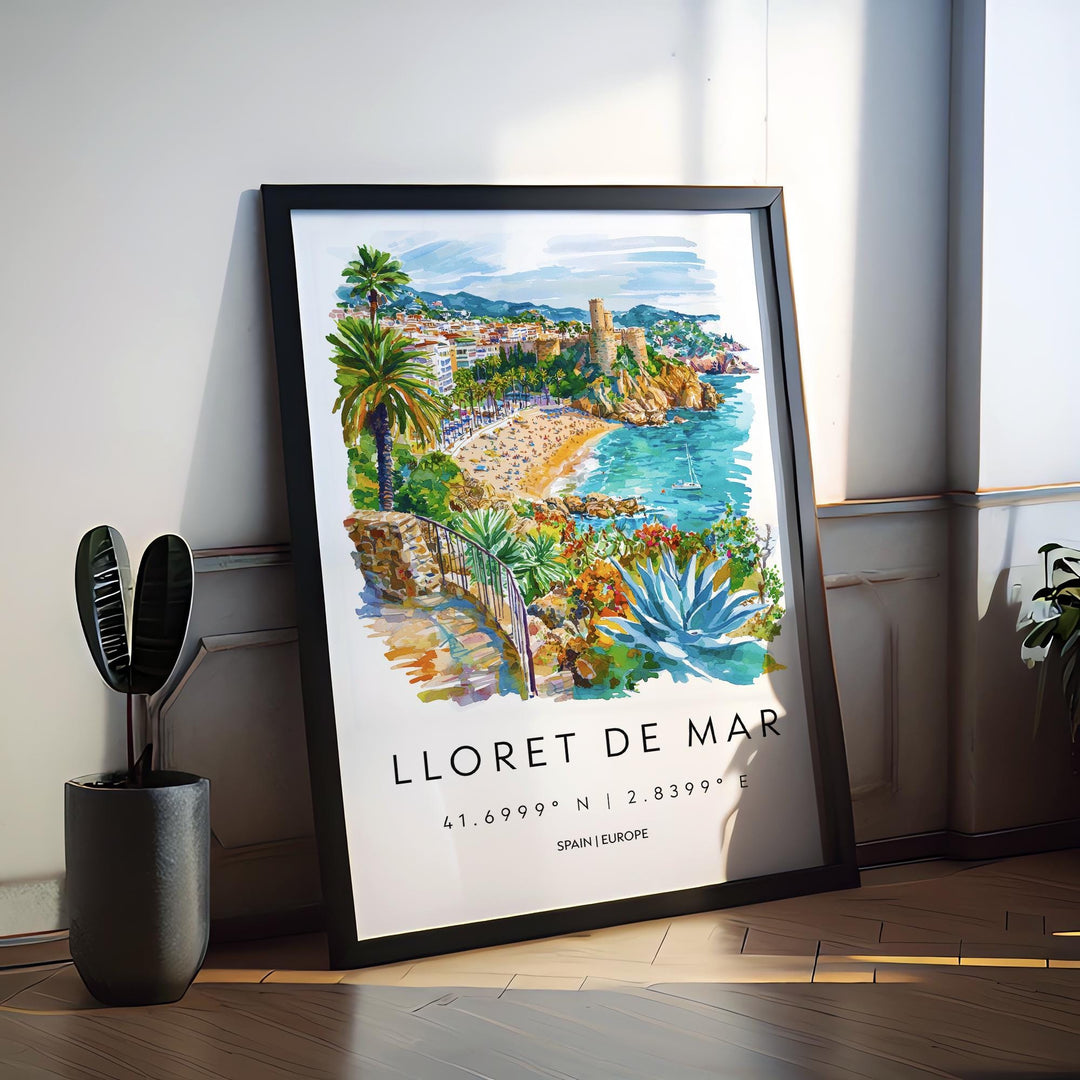 Lloret de Mar Watercolor Poster Lloret de Mar Spain Travel Print Wall Art Lloret de Mar Home Decor Lloret de Mar Gift Art Lovers Spain Art