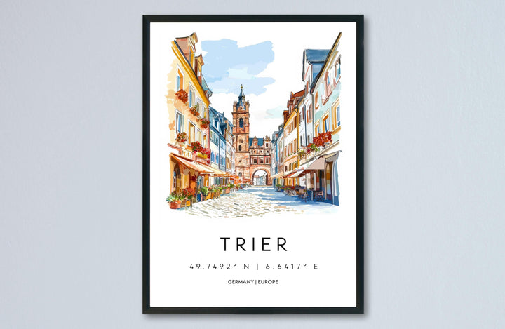 Trier Watercolor Poster Trier Germany Travel Print Wall Art Trier Home Decor Trier Gift Art Lovers Germany Art Trier Roman City