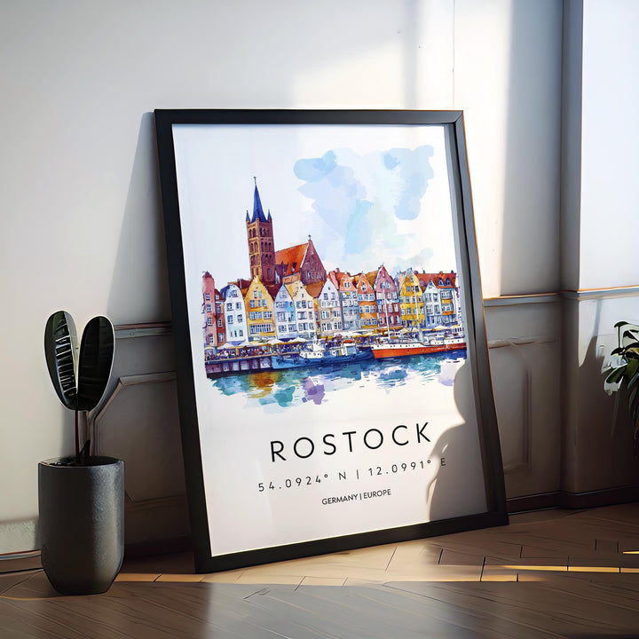 Rostock Watercolor Poster Rostock Germany Travel Print Wall Art Rostock Home Decor Rostock Gift Art Lovers Germany Art Rostock Hanseatic