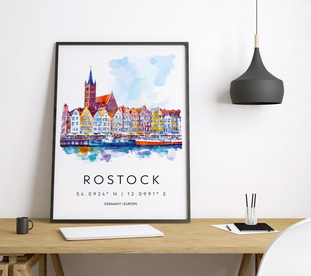 Rostock Watercolor Poster Rostock Germany Travel Print Wall Art Rostock Home Decor Rostock Gift Art Lovers Germany Art Rostock Hanseatic