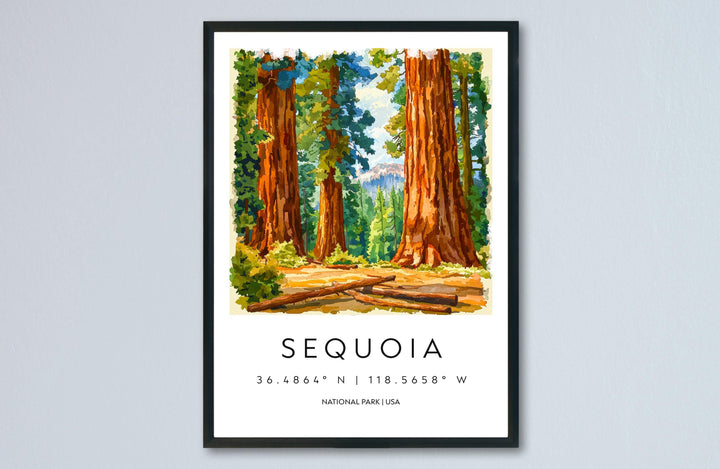 Sequoia Watercolor Poster Sequoia California Travel Print Wall Art Sequoia Home Decor Sequoia Gift Art Lovers Sequoia National Park
