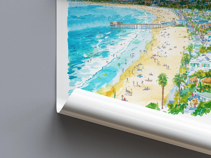 Newport Beach Watercolor Poster Newport Beach California Travel Print Wall Art Newport Beach Home Decor Newport Beach Gift Art Beach