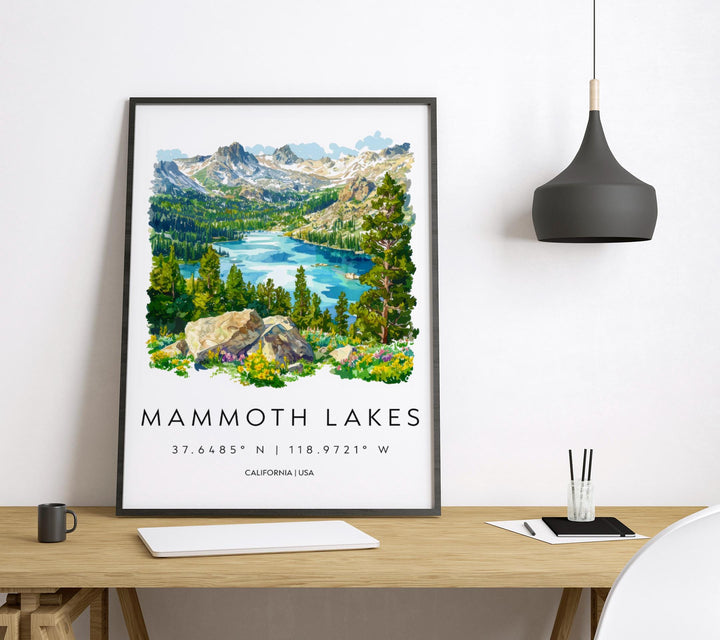 Mammoth Lakes Watercolor Poster Mammoth Lakes California Travel Print Wall Art Mammoth Lakes Home Decor Mammoth Lakes Gift Art Lovers