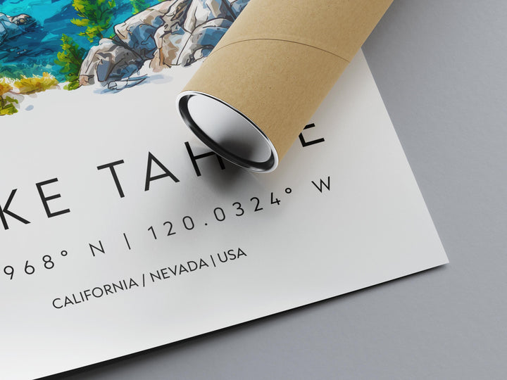 Lake Tahoe Watercolor Poster Lake Tahoe California Travel Print Wall Art Lake Tahoe Home Decor Lake Tahoe Gift Art Lovers Lake Tahoe