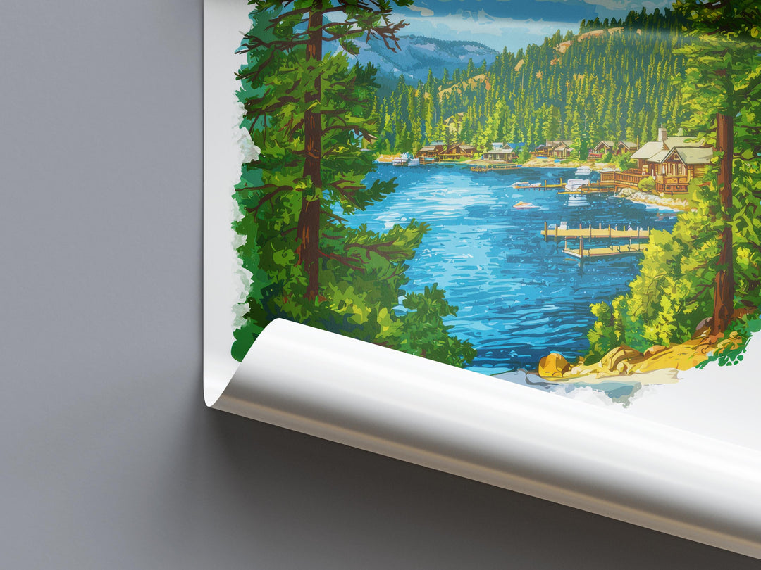Lake Arrowhead Watercolor Poster Lake Arrowhead California Travel Print Wall Art Lake Arrowhead Home Decor Lake Arrowhead Gift Art Lovers